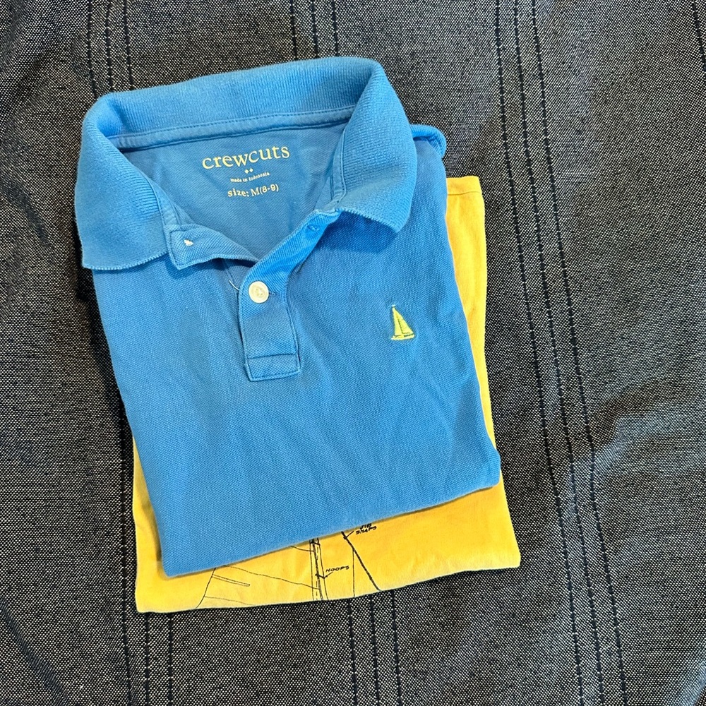 JCrew Kids/Boys, 2 Shirts - Blue Polo Shirt & Yellow Sailing Tshirt